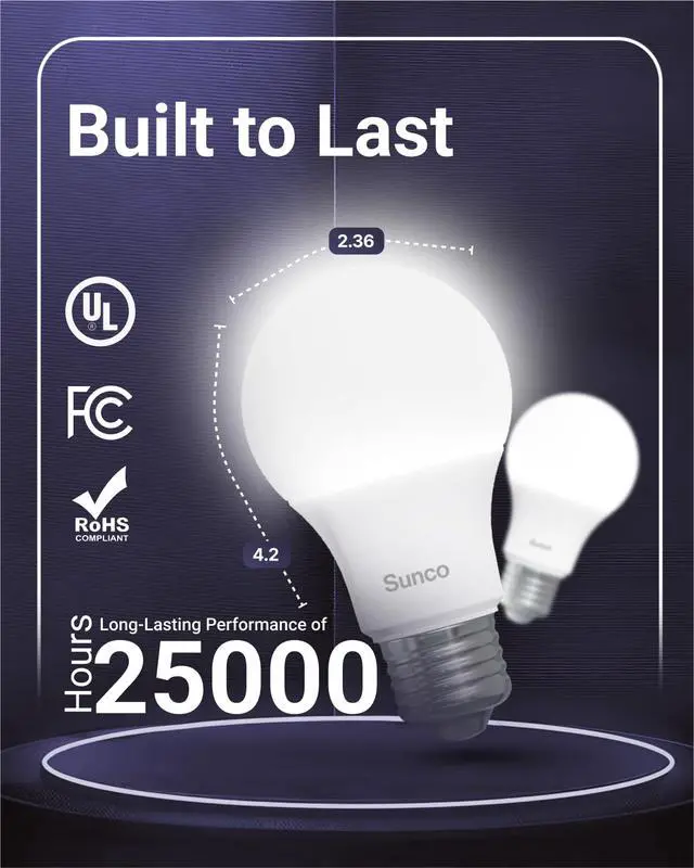 Alt view image 2 of 7 - 10 Pack 3W=25W A19 LED Light Bulbs 3000K Warm White, 250 Lumens, E26 Medium Base, Indoor Outdoor, Super Bright, Instant On, Frosted Lens, Lamp for Bedroom Dining Living Room UL.