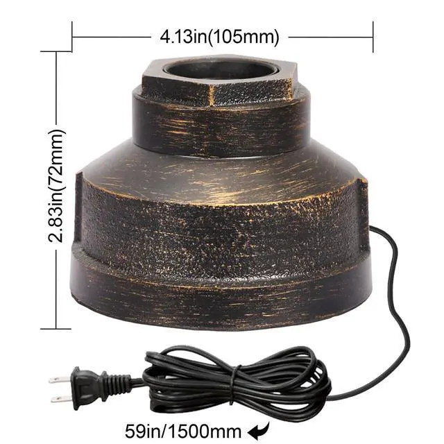 Alt view image 4 of 7 - Small Touch Control Table Lamp Base, Industrial Touch Light Vintage Edison Bulb Base, Dimmable Bedside Nightstand Accent Light for Living Room Bedroom, Antique Steampunk Style