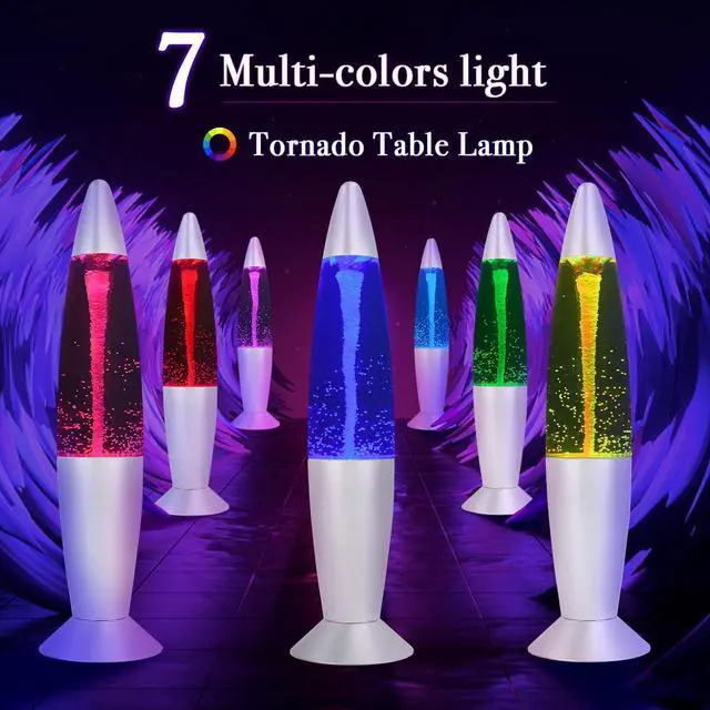 Alt view image 2 of 7 - Tornado Glitter Lamp, 7 Colors Changing Vortex Mood Light, USB & 3AAA Battery Powered Cool Decorative Tornado Lamp for Adults Kids Boys Girls, Ideal for Home Bedroom Christmas Decoration