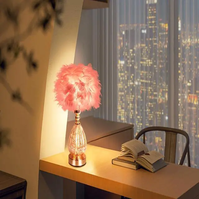 Alt view image 3 of 7 - Feather Lamp with 3 Color Temperatures, LED Flicker-Free Soft Illumination, Modern Decor for Bedroom Home Office Desk, Pink