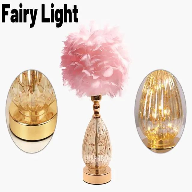 Alt view image 2 of 7 - Feather Lamp with 3 Color Temperatures, LED Flicker-Free Soft Illumination, Modern Decor for Bedroom Home Office Desk, Pink