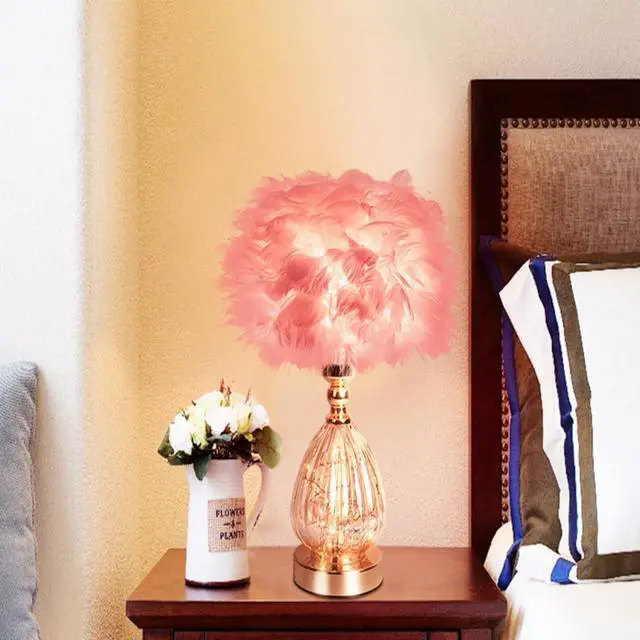 Alt view image 4 of 7 - Feather Lamp with 3 Color Temperatures, LED Flicker-Free Soft Illumination, Modern Decor for Bedroom Home Office Desk, Pink