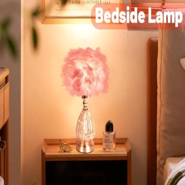 Alt view image 5 of 7 - Feather Lamp with 3 Color Temperatures, LED Flicker-Free Soft Illumination, Modern Decor for Bedroom Home Office Desk, Pink