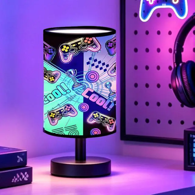 Main image of Gamer Room Decor for Boys, Gaming Lamp 3-Color Boys Table Lamp, 10 x 5.12 Inch Small Linen Desk Lamp with Built-in LED Beads for Boy Bedroom & Gaming Desk Decor