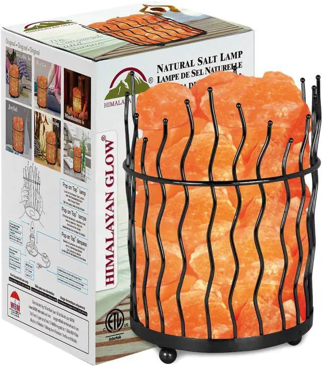 Main image of Pillar style Salt Basket Lamp with salt chunks, Himalayan Salt lamp with Touch Dimmer Control, Amber Glow, Idle for Home, Offices, and Dorm Decor