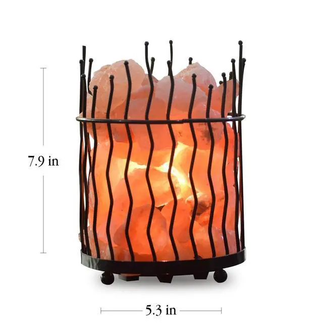 Alt view image 3 of 4 - Pillar style Salt Basket Lamp with salt chunks, Himalayan Salt lamp with Touch Dimmer Control, Amber Glow, Idle for Home, Offices, and Dorm Decor