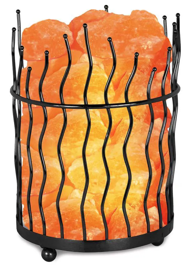Alt view image 4 of 4 - Pillar style Salt Basket Lamp with salt chunks, Himalayan Salt lamp with Touch Dimmer Control, Amber Glow, Idle for Home, Offices, and Dorm Decor