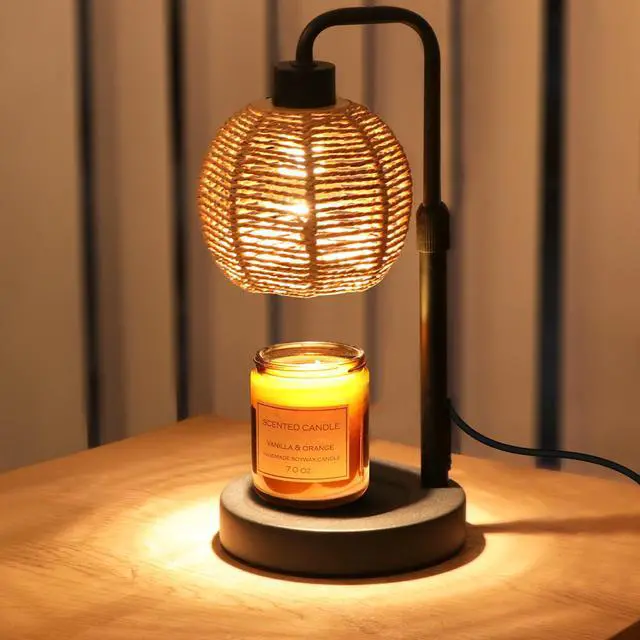 Main image of Candle Warmer Lamp with Timer Dimmable, Natural Weaving Boho Electric Candle Lamp, Wax Warmer Lamp for Mothers Day Gifts for Mom, House Warming Gifts New Home Decor