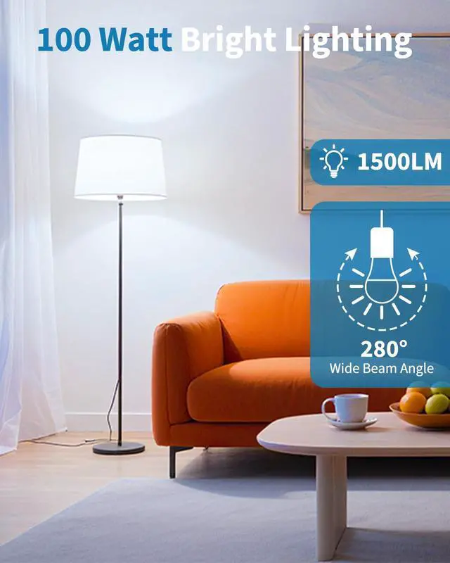 Alt view image 3 of 7 - 12 Pack LED Light Bulbs, 100 Watt Equivalent A19, 5000K Daylight LED Bulb, 15W Bright White Energy Saving Lightbulbs with E26 Standard Base, 1500 Lumens Non Dimmable Lamp for Home Bedroom Indoor