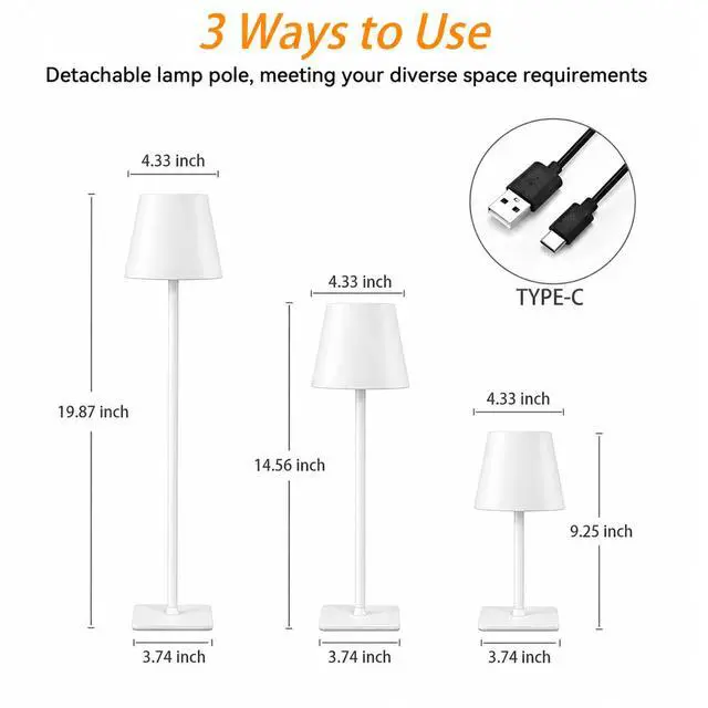 Alt view image 7 of 7 - Cordless Table Lamp 2 Pack Rechargeable Ambient Bedside Lamp with Warm Dimmable Light, Portable Minimalist Lighting for Bedroom, Dining Table & Living Room (2, White)