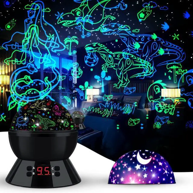 Main image of Dinosaur Night Light Projector for Kids, 360° Rotating Dino Projection Lamp Star Projector for Bedroom Ceiling, Toddler Night Light with Timer, Birthday Gift for Boys, Dinosaur Toys for Kids Ages 3-5