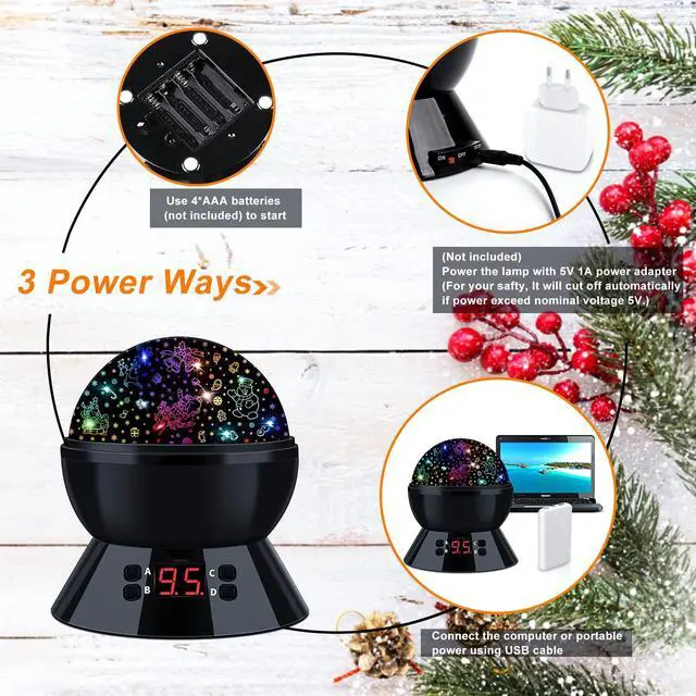 Alt view image 6 of 7 - Dinosaur Night Light Projector for Kids, 360° Rotating Dino Projection Lamp Star Projector for Bedroom Ceiling, Toddler Night Light with Timer, Birthday Gift for Boys, Dinosaur Toys for Kids Ages 3-5