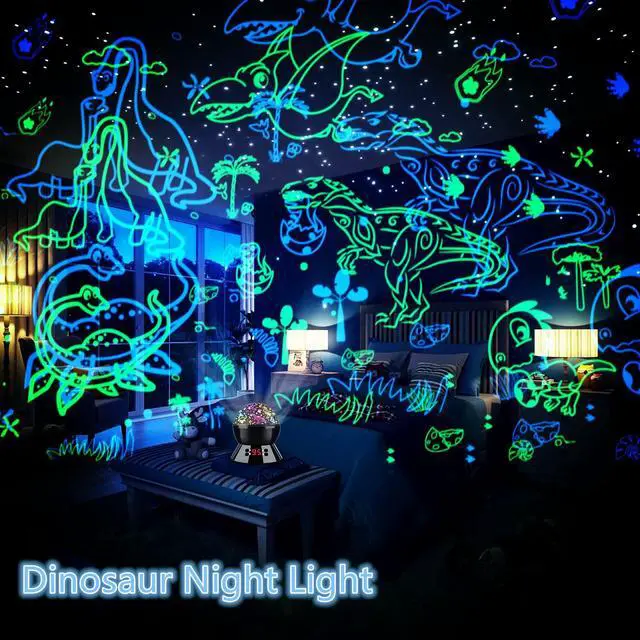 Alt view image 7 of 7 - Dinosaur Night Light Projector for Kids, 360° Rotating Dino Projection Lamp Star Projector for Bedroom Ceiling, Toddler Night Light with Timer, Birthday Gift for Boys, Dinosaur Toys for Kids Ages 3-5