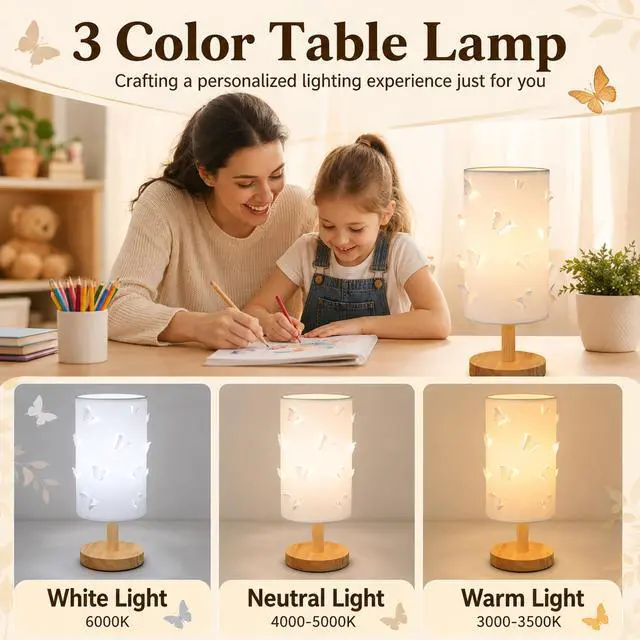 Alt view image 2 of 7 - 3D Butterfly Table Lamp,Cute Princess Lamp,LED Desk Lamp for Kids Room
