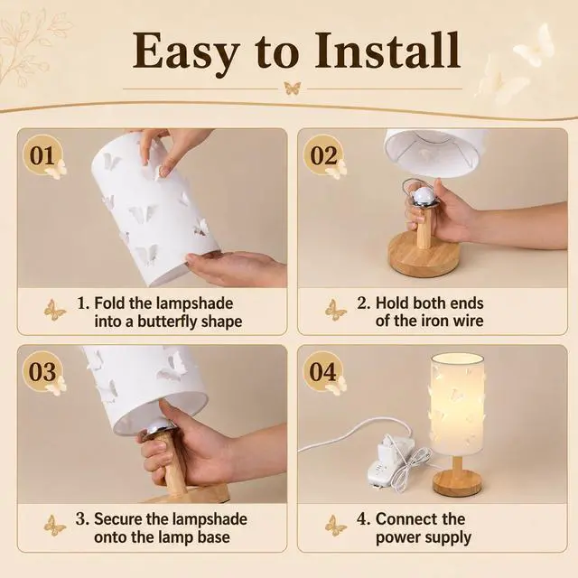 Alt view image 6 of 7 - 3D Butterfly Table Lamp,Cute Princess Lamp,LED Desk Lamp for Kids Room
