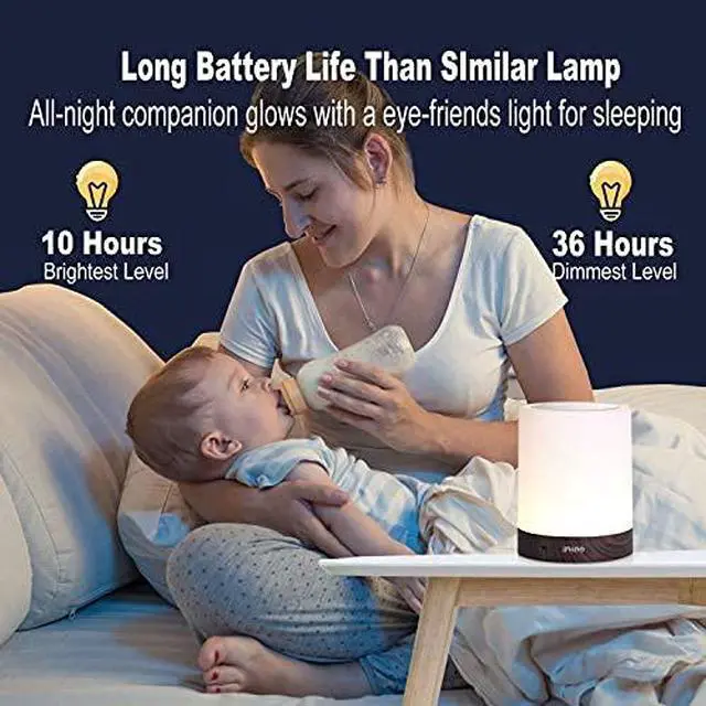 Alt view image 4 of 7 - Bedside Lamp, Touch Lamp for Bedrooms, Table Lamp with Dimmable Warm Light, Rechargeable Portable Touch Sensor LED Color Changing RGB Night Light, Best Gifts for Baby, Teens, Kids Adults
