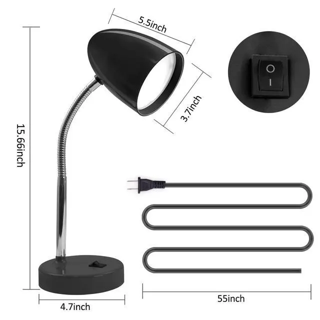 Alt view image 2 of 7 - LED Desk Lamp, 3.5W 240LM 4000K Cool White Study Lamps for Bedroom and Office, Eye Protection, ETL Listed, Black Table lamp