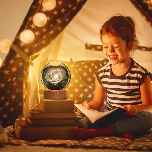 Alt view image 3 of 7 - Large 3D Galaxy Crystal Ball Night Light, Crystal Lamp 16 Color Changing with Remote Control for Bedroom Decor, Ideal Birthday Gift for Teens Boys and Girls, Galaxy Model