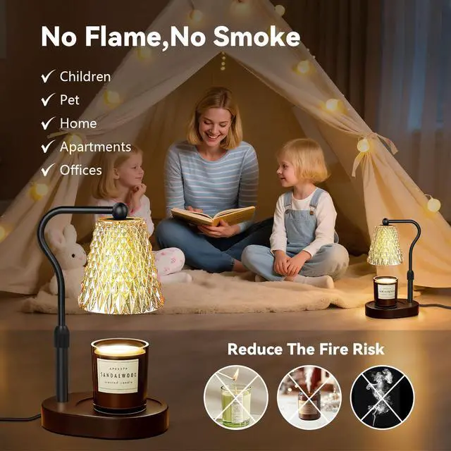 Alt view image 6 of 7 - Candle Warmer Lamp with Timer Dimmable, Birthday Gifts for Women Mom, House Warming Gifts New Home Decor, Wax Melt Warmer for Jar Candles with 2 Bulbs