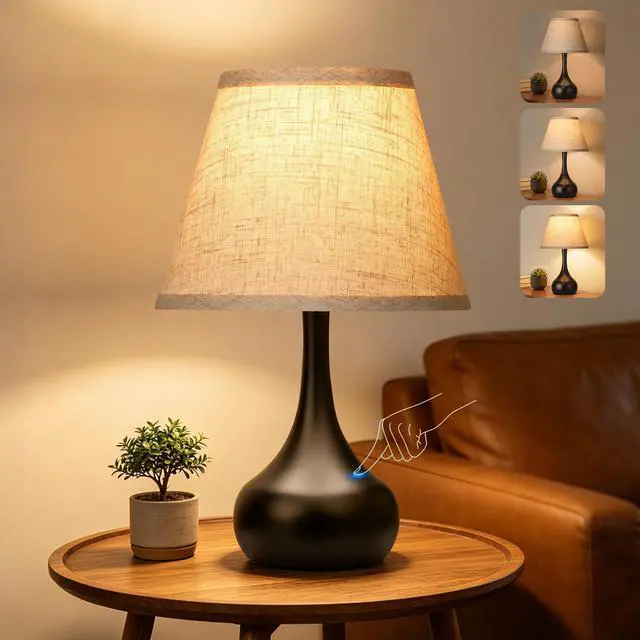 Main image of Touch Table Lamp for Bedroom 1Pack, 3-Way Dimmable Bedside Lamp for Nightstand, Farmhouse Metal Desk Lamp with Linen Shade for Living Room, Kids Reading, Dorm, Home Office Decor, Bulb Included