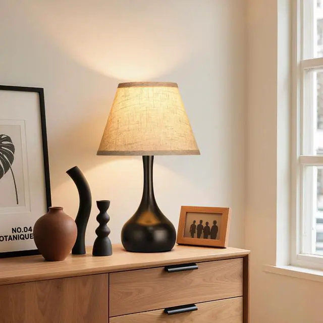 Alt view image 5 of 7 - Touch Table Lamp for Bedroom 1Pack, 3-Way Dimmable Bedside Lamp for Nightstand, Farmhouse Metal Desk Lamp with Linen Shade for Living Room, Kids Reading, Dorm, Home Office Decor, Bulb Included