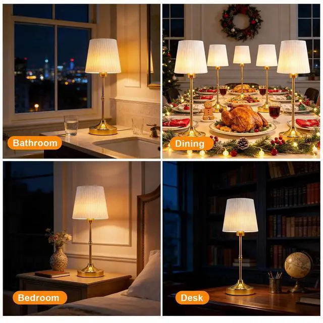 Alt view image 5 of 7 - Cordless LED Table Lamp with Dimmer,5200mAh Rechargeable Battery for Decor