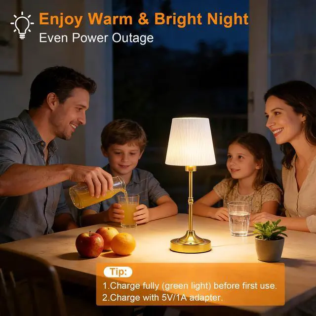 Alt view image 7 of 7 - Cordless LED Table Lamp with Dimmer,5200mAh Rechargeable Battery for Decor