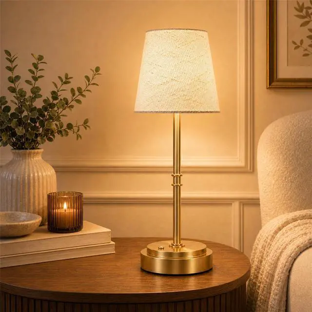 Main image of Rechargeable Cordless Table Lamp, Battery Operated Bedside Lamp, Gold