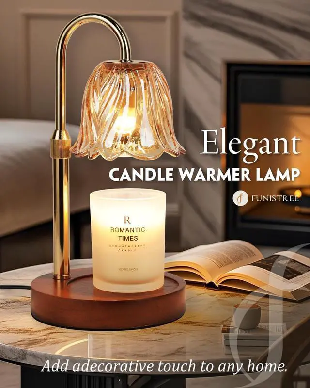 Alt view image 7 of 7 - Candle Warmer Lamp, Gold Candle Lamp Warmer with Timer & Dimmer with 2 Bulbs, Mothers Day Birthday Gifts for Women Mom, House Warming Gift New Home Bedroom Decor, Height Adjustable