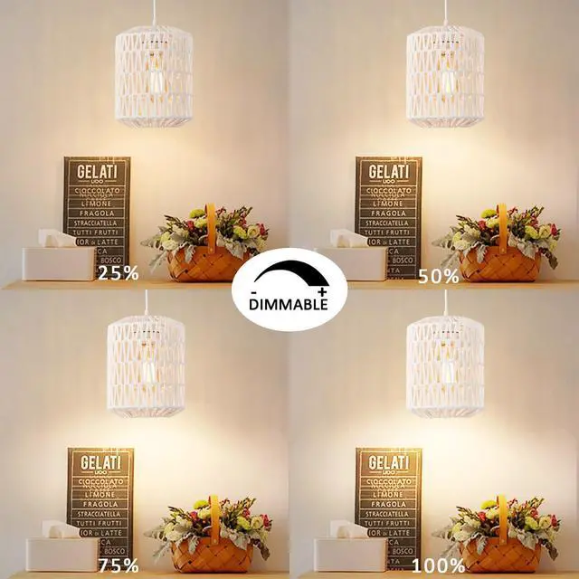 Alt view image 3 of 7 - Plug in Pendant Light, Rattan Hanging Lights with Plug in Cord 15ft Dimmable Cord, Hand Woven Wicker Lampshade Hanging Lamp, Boho Plug in Hanging Ceiling Light Fixture for Farmhouse Bedroom White
