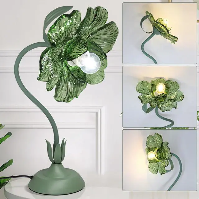 Main image of Begonia Flower Table Lamp for Bedroom, 3 Colors Flower Reading Light with E26 Bulb, Cute Desk Lamp Bedside Lamps for Nightstands Home Decor, Adjustable Flexible DIY Floral Lamps for Living Room Office