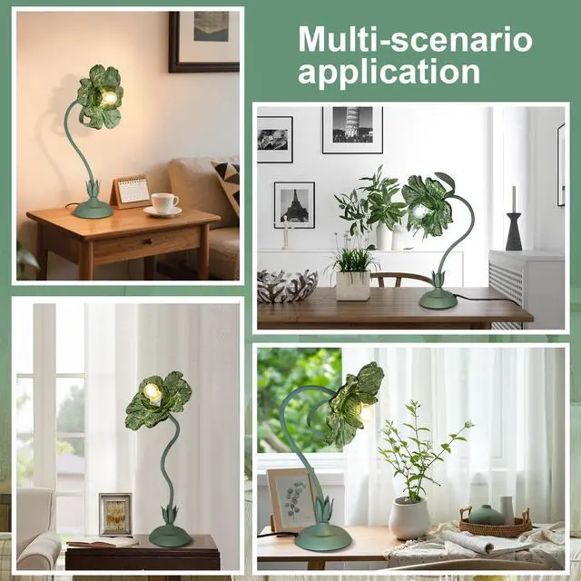 Alt view image 3 of 7 - Begonia Flower Table Lamp for Bedroom, 3 Colors Flower Reading Light with E26 Bulb, Cute Desk Lamp Bedside Lamps for Nightstands Home Decor, Adjustable Flexible DIY Floral Lamps for Living Room Office