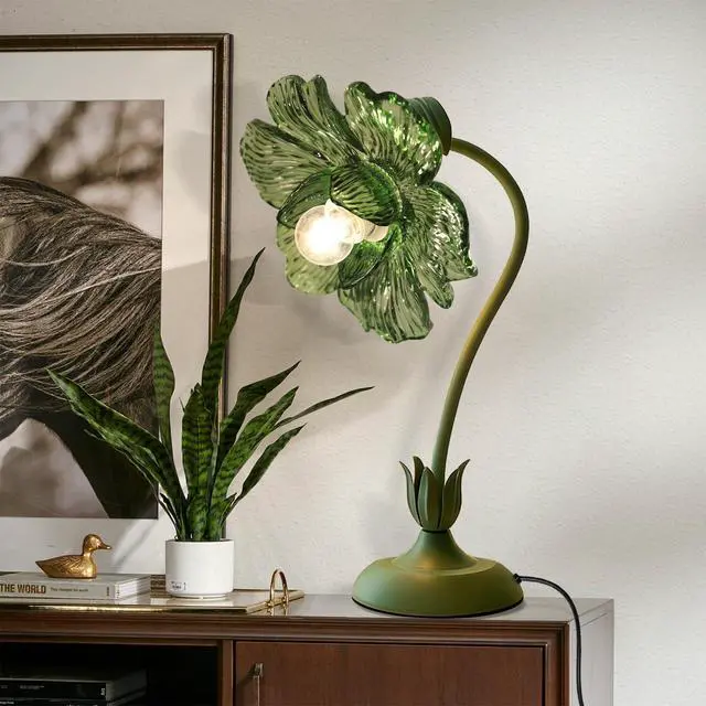 Alt view image 7 of 7 - Begonia Flower Table Lamp for Bedroom, 3 Colors Flower Reading Light with E26 Bulb, Cute Desk Lamp Bedside Lamps for Nightstands Home Decor, Adjustable Flexible DIY Floral Lamps for Living Room Office