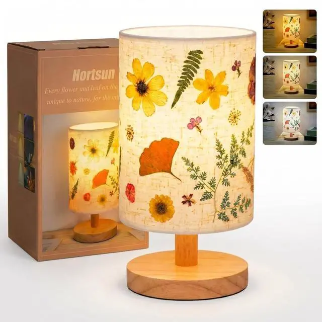 Main image of Pressed Flower Vintage Table Lamp, Cottagecore Boho Rustic Night Light, Decorative Small Lamp Gift Box Set for Bedroom Living Room Office, Gift for Women on Mother's Day (Modern Style)