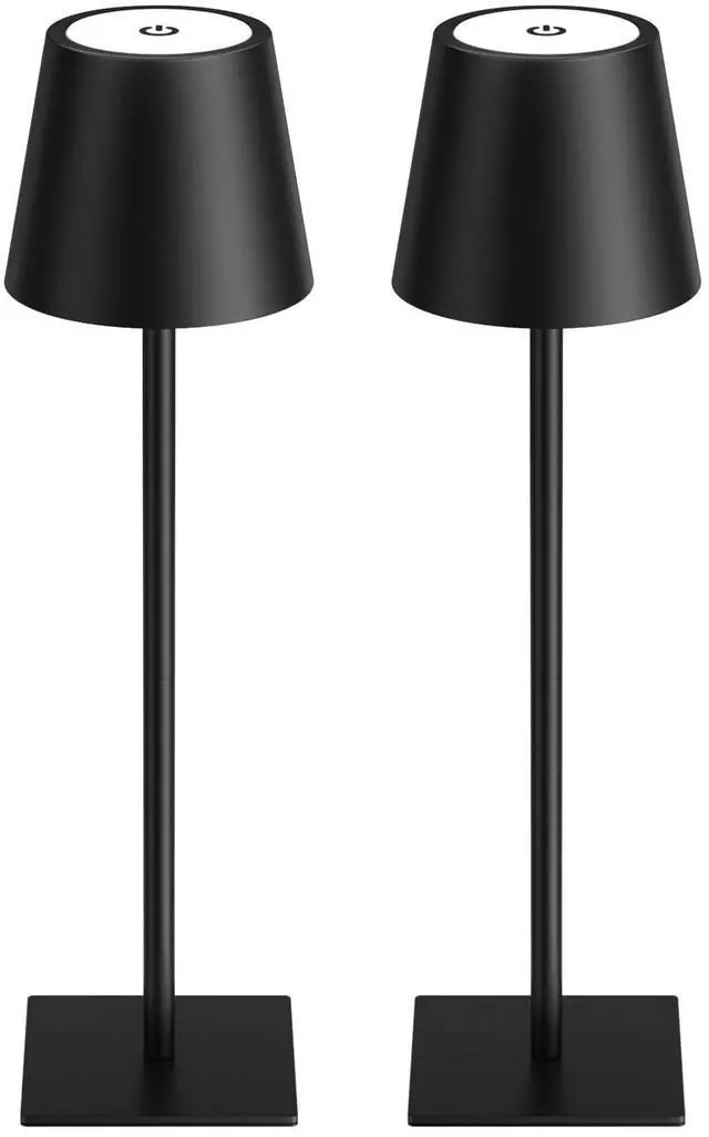 Main image of Cordless Rechargeable Table Lamp Black 5000mAh Battery Operated Lamps, 3 Colors Stepless Dimming Touch Lamp for Living Room, Kitchen Counter, Dining, Outdoor Patio, 2 Pack