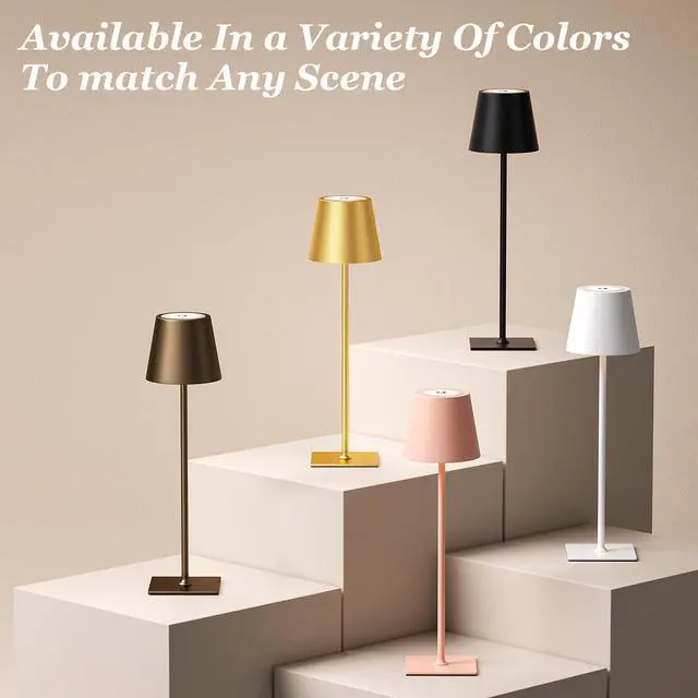 Alt view image 5 of 7 - Cordless Rechargeable Table Lamp Black 5000mAh Battery Operated Lamps, 3 Colors Stepless Dimming Touch Lamp for Living Room, Kitchen Counter, Dining, Outdoor Patio, 2 Pack