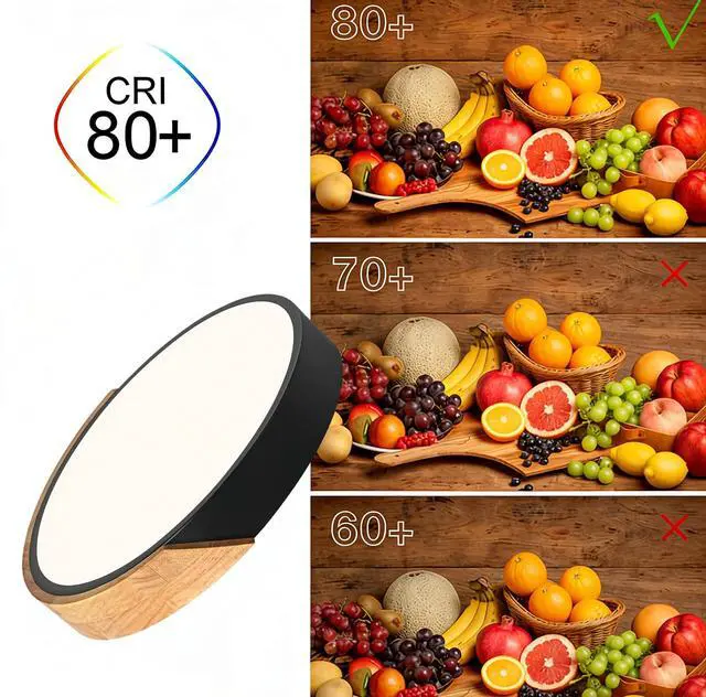Alt view image 3 of 7 - 12 Inch Wood Flush Mount Ceiling Light Fixtures, 2400LM Round Flat LED Ceiling Light, 4500K Close to Ceiling Light Fixtures, Minimalist Black Ceiling Lamp for Bedroom, Laundry Room