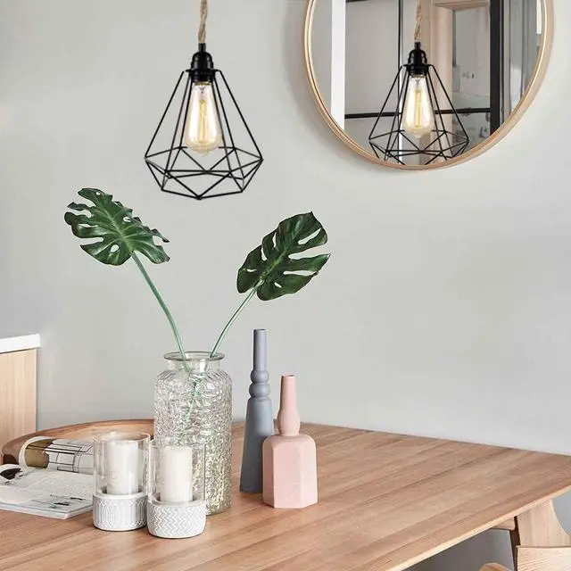 Alt view image 4 of 7 - Industrial 15ft Pendant Light Cord -Plug in Hanging Light Fixture, 15FT Farmhouse Pendant Lamp Lights Cord with Switch Cord for Kitchen Island Bedroom Living Room