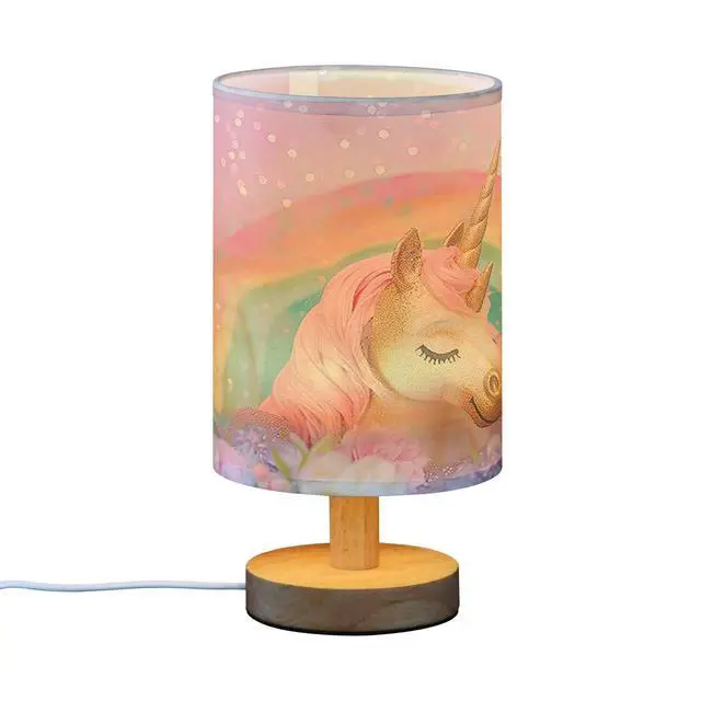 Alt view image 2 of 7 - Bedside Lamp Pink Unicorn Cute Table Lamp with USB Port Wood Base for Living Room,Bedroom,Nightstand 214B5433