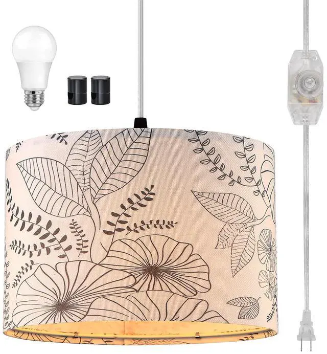 Main image of Plug in Pendant Light, Hanging Light with Plug in Cord with Dimmable Switch, Hanging Lamp with 15 ft Clear Cord, Pendant Lights Fixture for Bedroom Kitchen Island (Bulb Included)