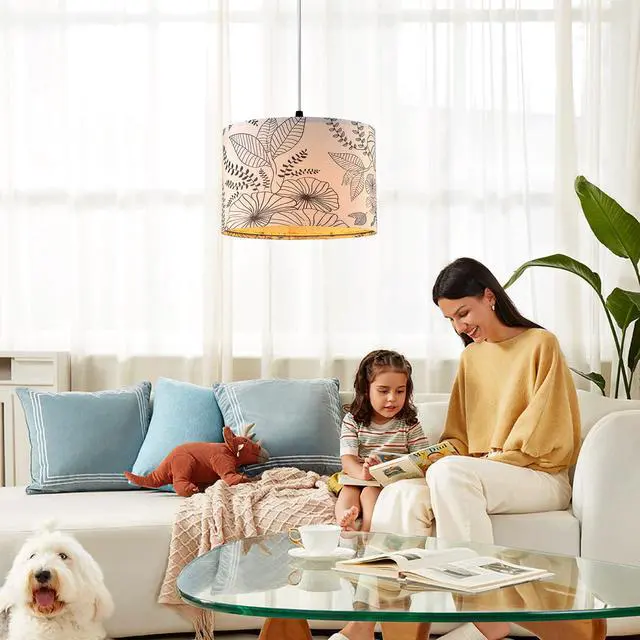 Alt view image 5 of 7 - Plug in Pendant Light, Hanging Light with Plug in Cord with Dimmable Switch, Hanging Lamp with 15 ft Clear Cord, Pendant Lights Fixture for Bedroom Kitchen Island (Bulb Included)