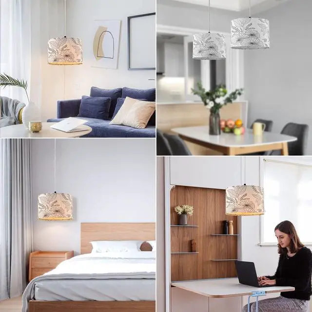 Alt view image 7 of 7 - Plug in Pendant Light, Hanging Light with Plug in Cord with Dimmable Switch, Hanging Lamp with 15 ft Clear Cord, Pendant Lights Fixture for Bedroom Kitchen Island (Bulb Included)