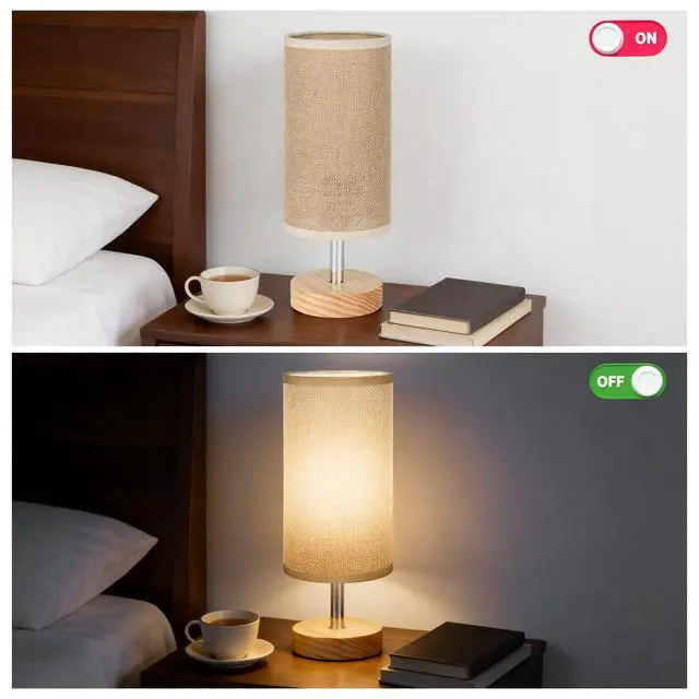 Alt view image 3 of 7 - Bedside Table Lamps, Table Lamp for Bedroom, Lamps for Night Stands with Linen Lampshades, Small Table Lamp for Living Room, Office (Bulb Excluded) (Brown)