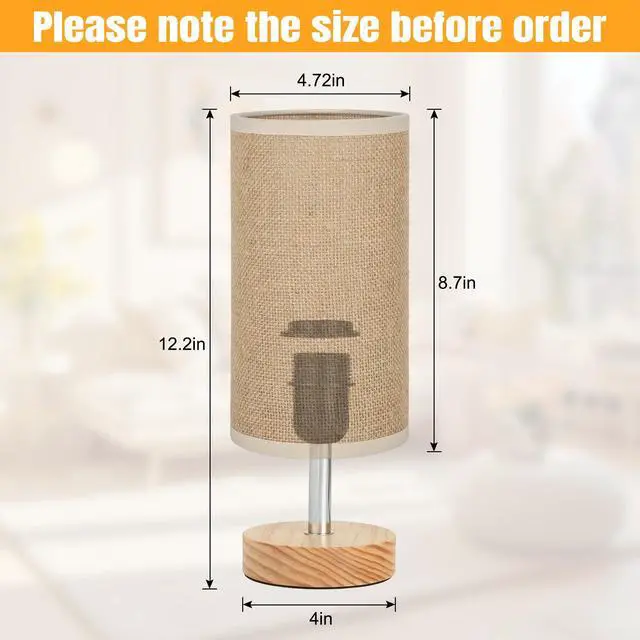 Alt view image 4 of 7 - Bedside Table Lamps, Table Lamp for Bedroom, Lamps for Night Stands with Linen Lampshades, Small Table Lamp for Living Room, Office (Bulb Excluded) (Brown)