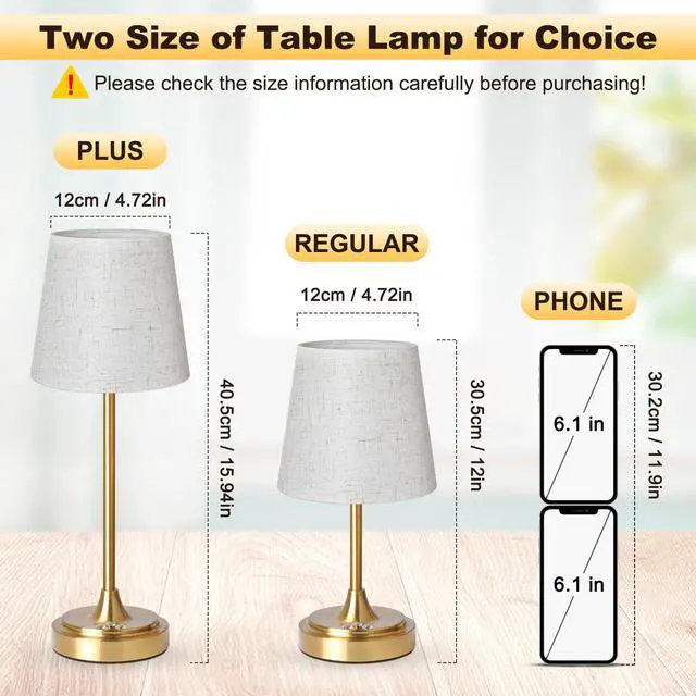 Alt view image 7 of 7 - Cordless Table Lamp Rechargeable,5000mAh Battery Operated Desk Lamp,3 Colors & 7 RGB Stepless Dimmable,Touch Control Ambient Light for Bedside,Bedroom,Dining Room,Living Room,Gold,FlaxenShade