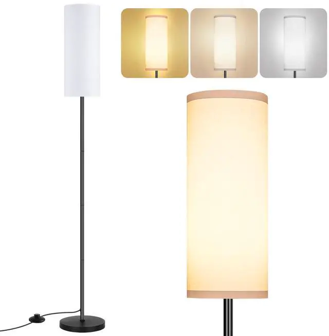 Main image of Modern Standing Lamp with Lampshade, Minimalist Tall Lamp with Foot Switch for Living, Bedroom, Kids Room, Office