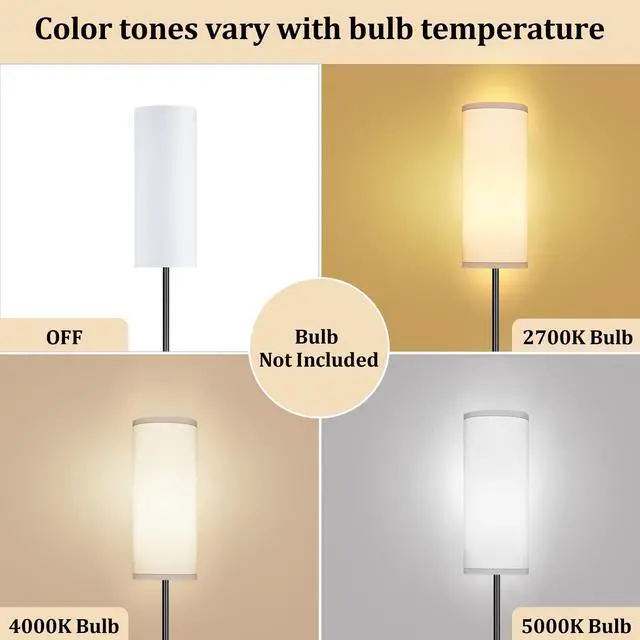 Alt view image 6 of 7 - Modern Standing Lamp with Lampshade, Minimalist Tall Lamp with Foot Switch for Living, Bedroom, Kids Room, Office