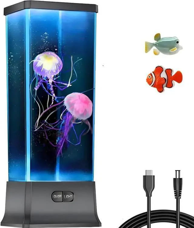 Main image of Electric Jellyfish Tank Table Lamp with Color Changing Light Gift for Kids Men Women Home Deco for Room Mood Light for Relax(Black)