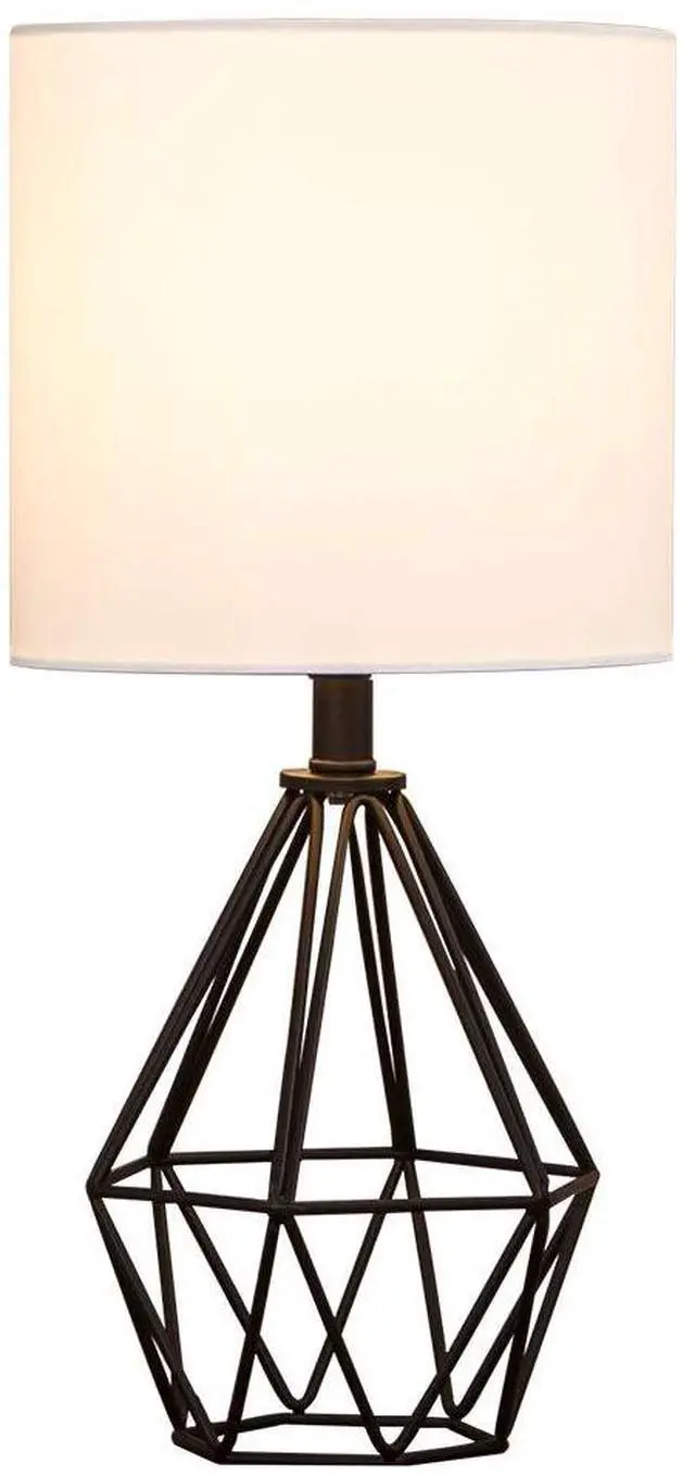Main image of Black Bedside Table Lamp,Small Nightstand Lamp for Bedroom,Modern Desk Lamp with TC Fabric Shade Geometric Metal Base for Living Room Study Office Farmhouse
