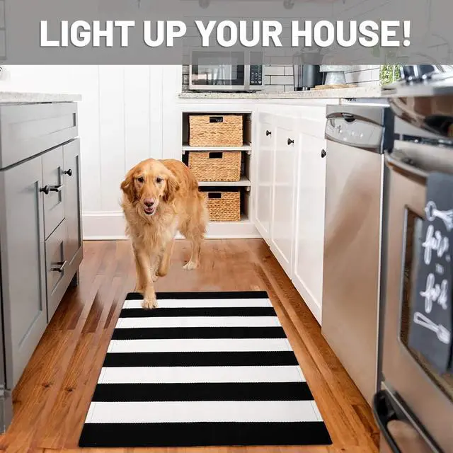 Alt view image 3 of 7 - Black White Striped Rug -27.5" X 43" Front Door Mats Outdoor,Washable Rug for Front Porch Decor,Spring Summer Welcome Mats Outdoor Indoor, Doormat for Farmhouse/Entryway/Home Entrance